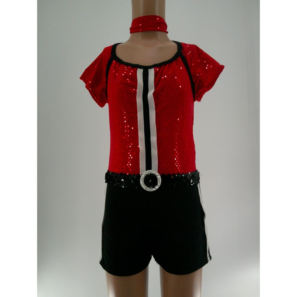 Dance Costume Gallery 15388 Medium Child Red Unitard Jazz Sequin Hip Hop Sports